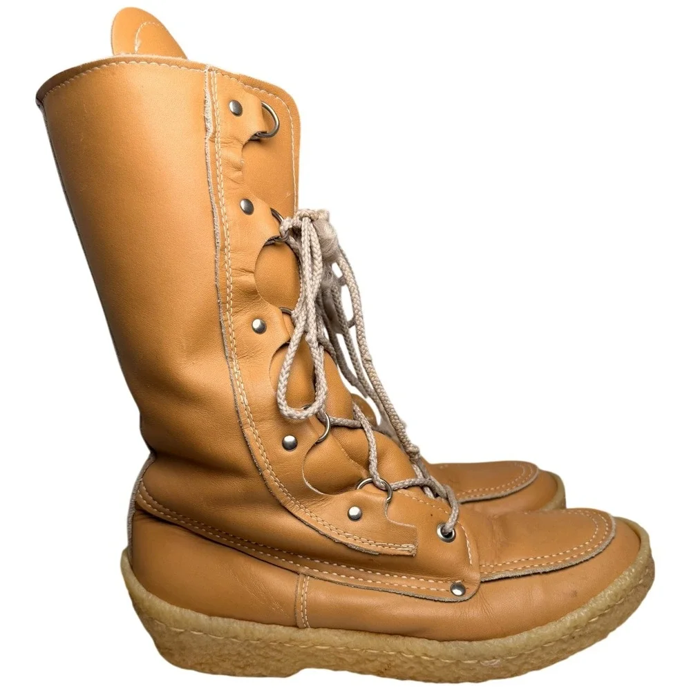 Vintage Cabela’s Shearling Lined Leather Snow Boots Made in Canada Size 7